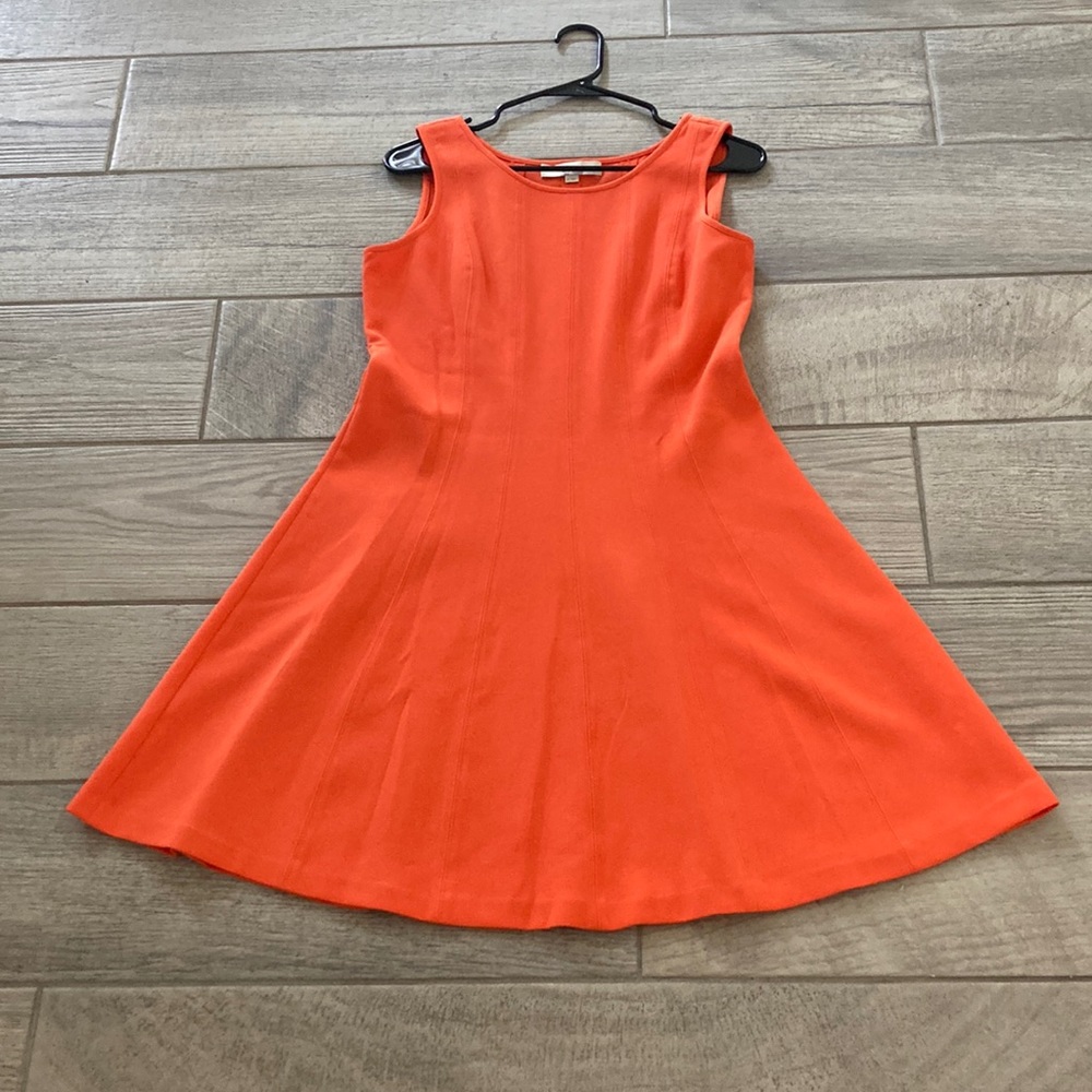 Bright orange flare dress from Loft. Size 8.